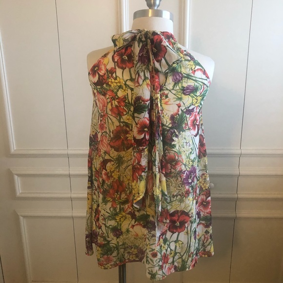 Elisa B. Floral Halter Top W/Lining.  Size 10. - Picture 2 of 2